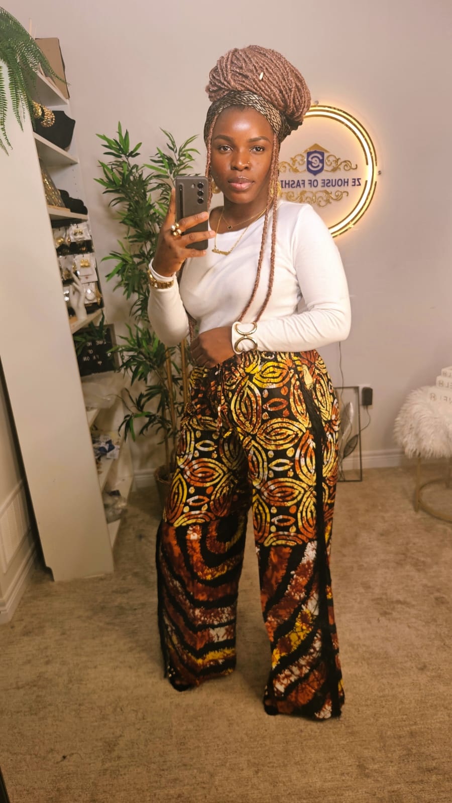 Amber Mosaic Ankara Wide-Leg Pant detail