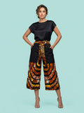 Amber Wave Cropped Ankara Pant on model