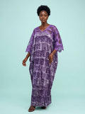 Amethyst Paisley Adire Lace Bubu Gown on model