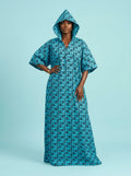 Ankara Bubu Gown with Hoodie on model