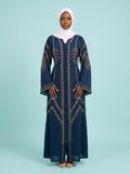 Asma Sapphire Shimmer Abaya on model
