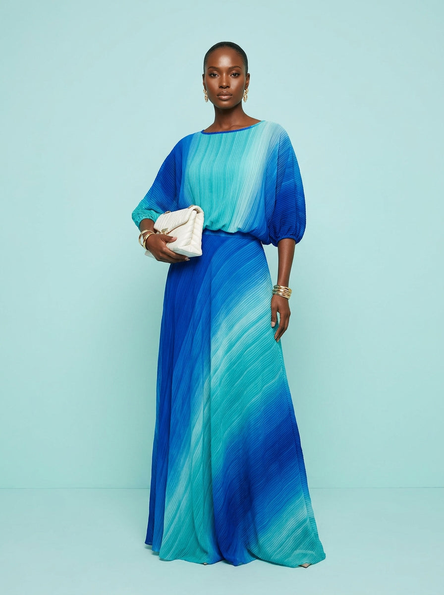 Azure Cascade Two-Piece Set on model