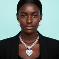 Bling Big Heart Pendant Cubic Zirconia Set on model