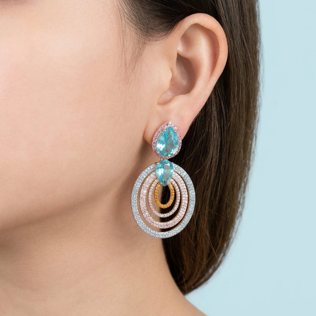 Light Blue CZ earrings detail