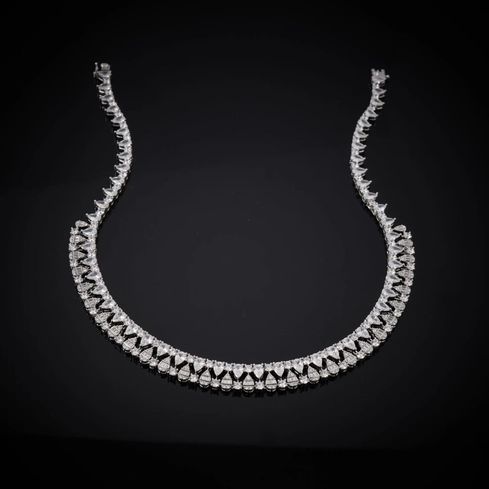 Cubic zirconia bridal necklace detail