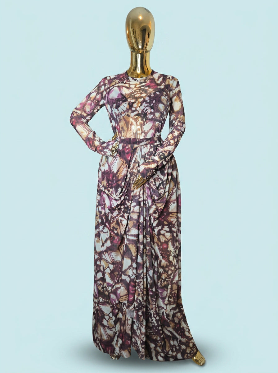 Bubu Gown Mesh 2 Piece Top And Skirt