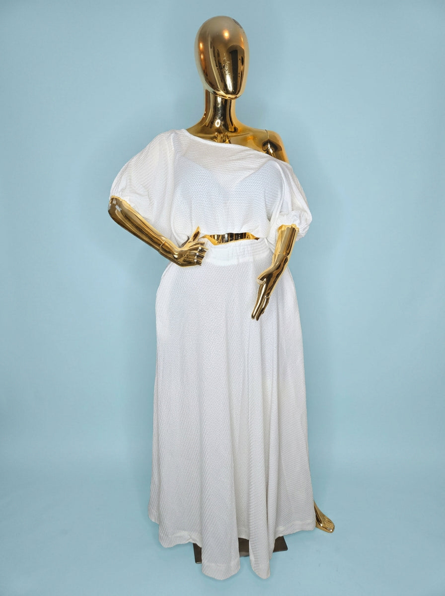White Corp 2 Piece Top And Skirt — front