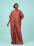 Crimson Adire Bubu Gown on model