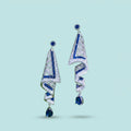 Blue Cubic Zirconia Luxury Long Dangle Earrings