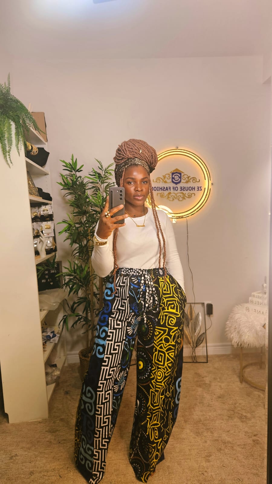 Dual Heritage Ankara Wide-Leg Pant detail