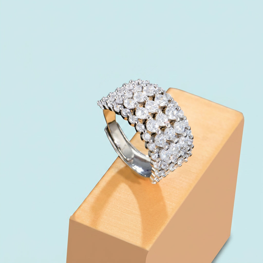 5 Layer CZ Luxury Adjustable Ring detail