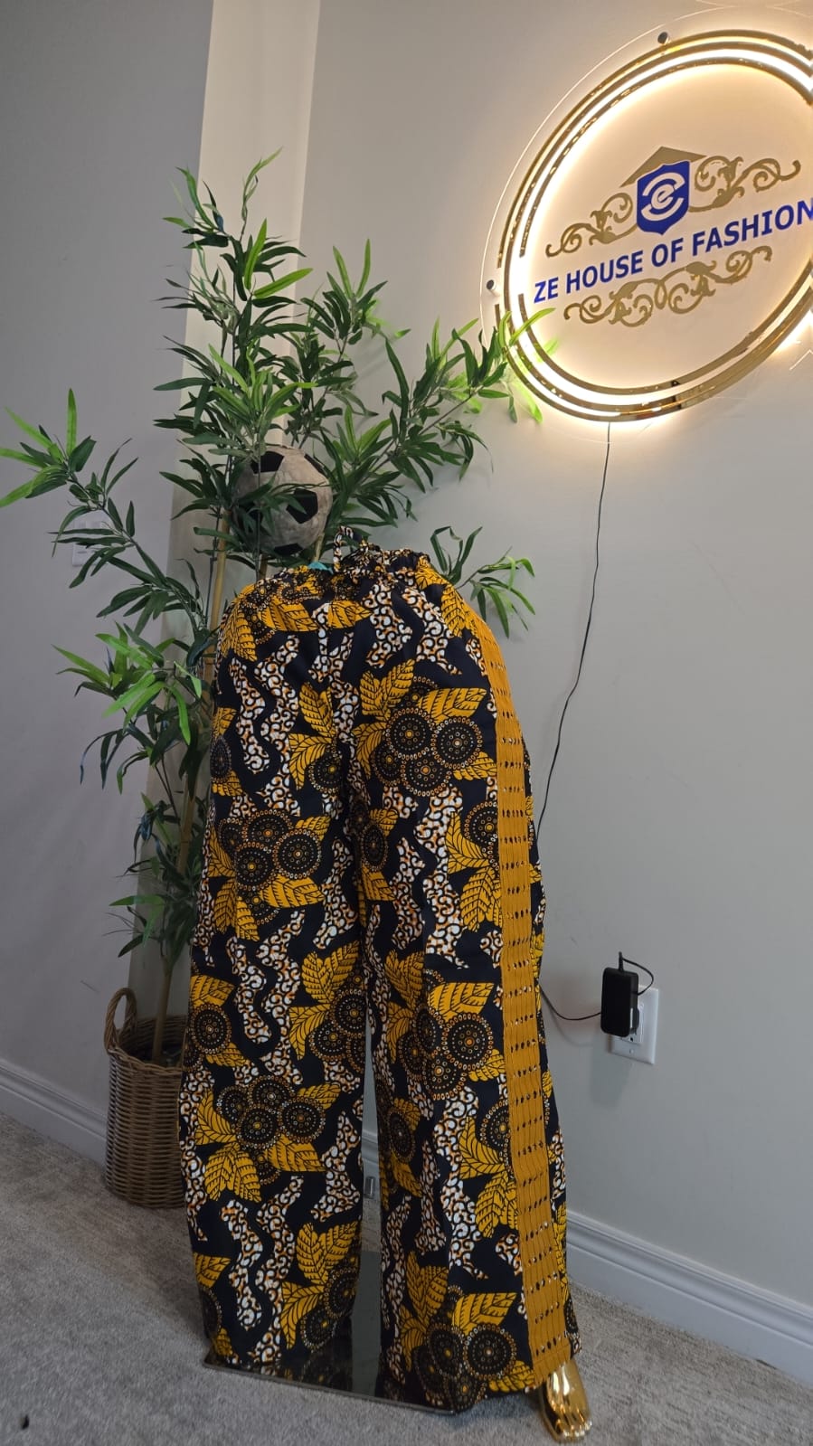 Golden Leaf Baggy Ankara Pant detail