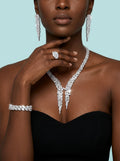 Model wearing 4Pcs Dubai Brilliant Cubic Zirconia luxury jewelry set