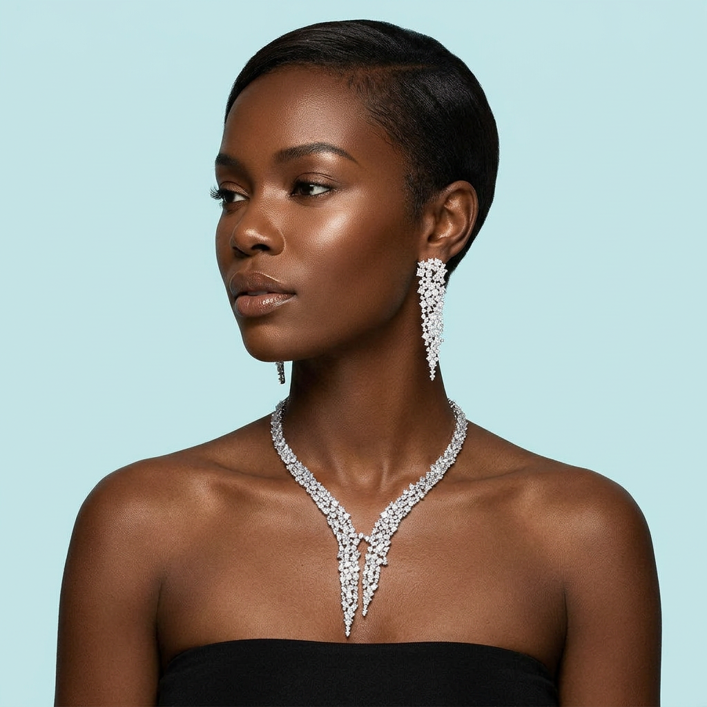 Bling Big Heart Iced-Out CZ Set on model