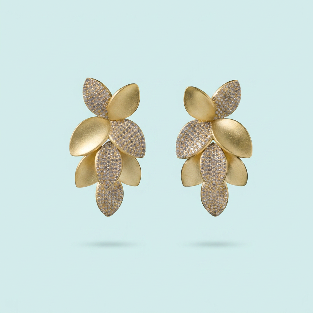 Leaf cluster cubic zirconia earrings