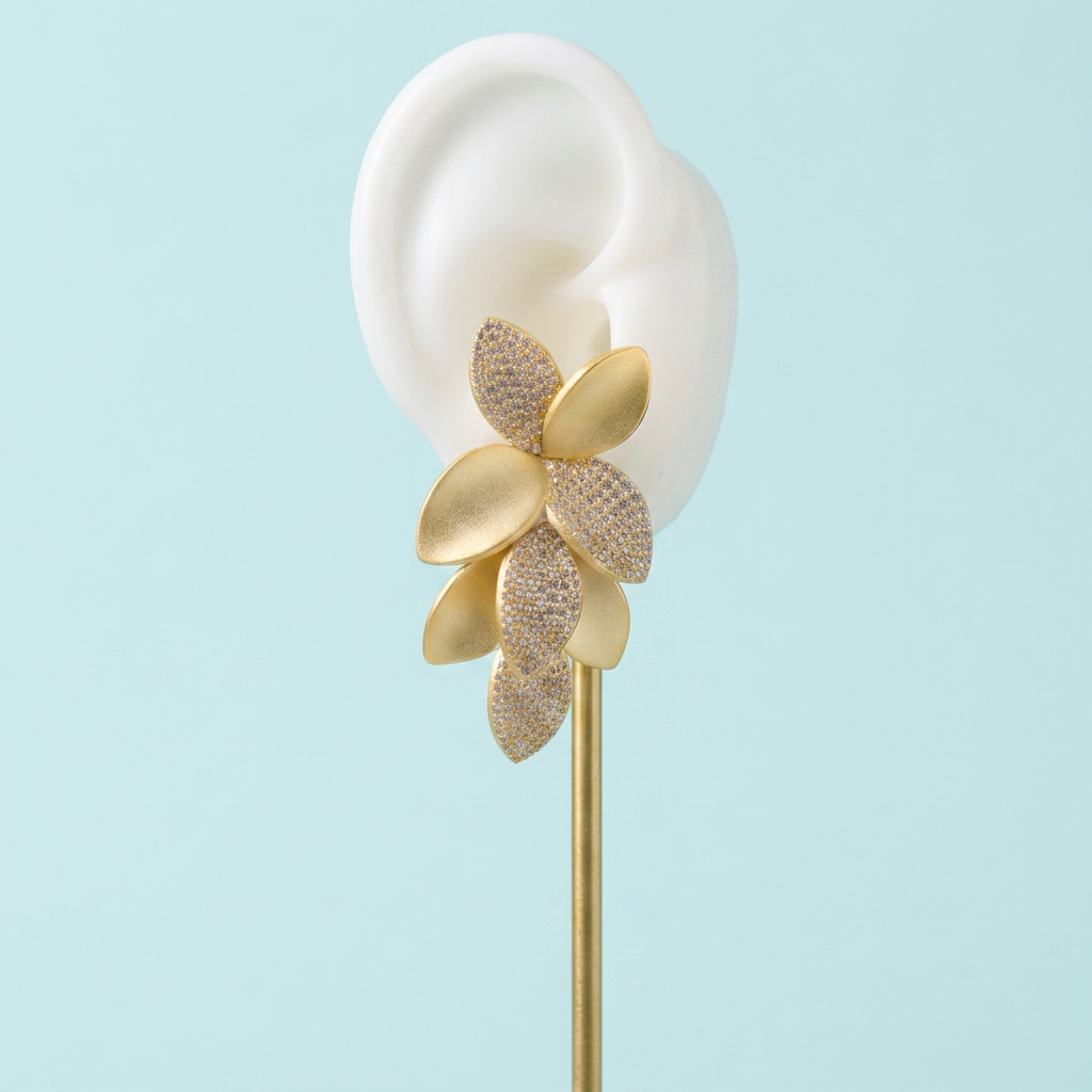 Leaf cluster earrings detail