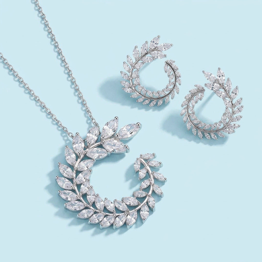 Marquise leaf CZ jewelry set