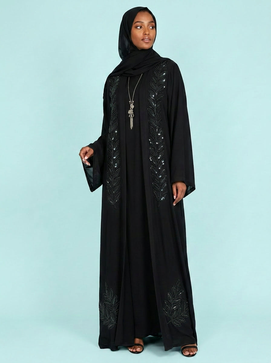 Zahra Leaf Beaded Abaya