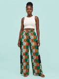Nia Emerald Leaf Scale Ankara Cargo Pant on model