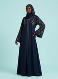 Nuraan Sapphire Honeycomb Abaya on model