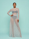 Polka Dot 2 in 1 Bodycon Mesh Dress and Skirt on model
