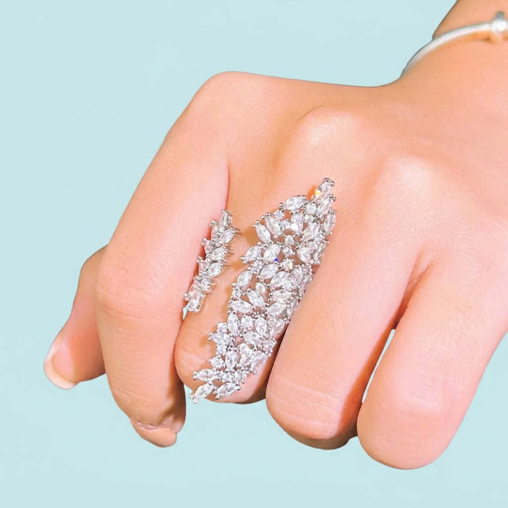 Shimmering Marquise CZ Statement Ring on hand