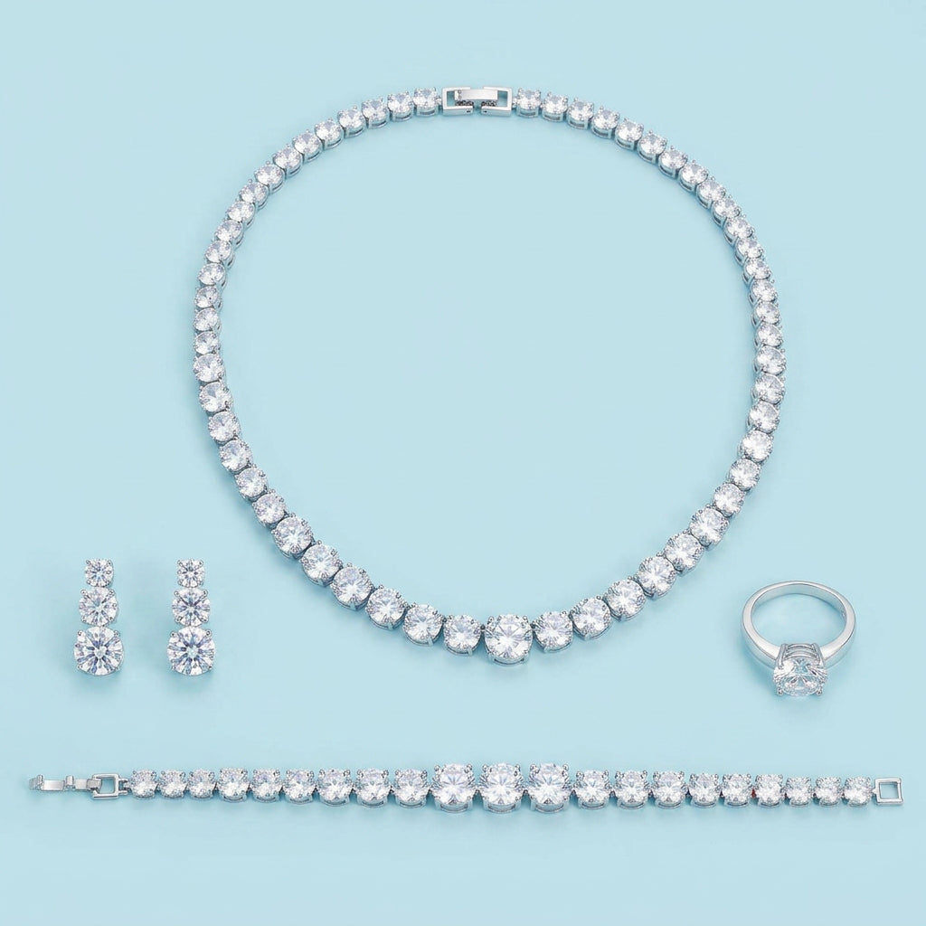 Round CZ 4-Piece Set - Full Collection Layout