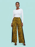 Saffron Scroll Ankara Wide-Leg Pant on model