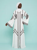 Safiya Ivory Leaf Abaya on model