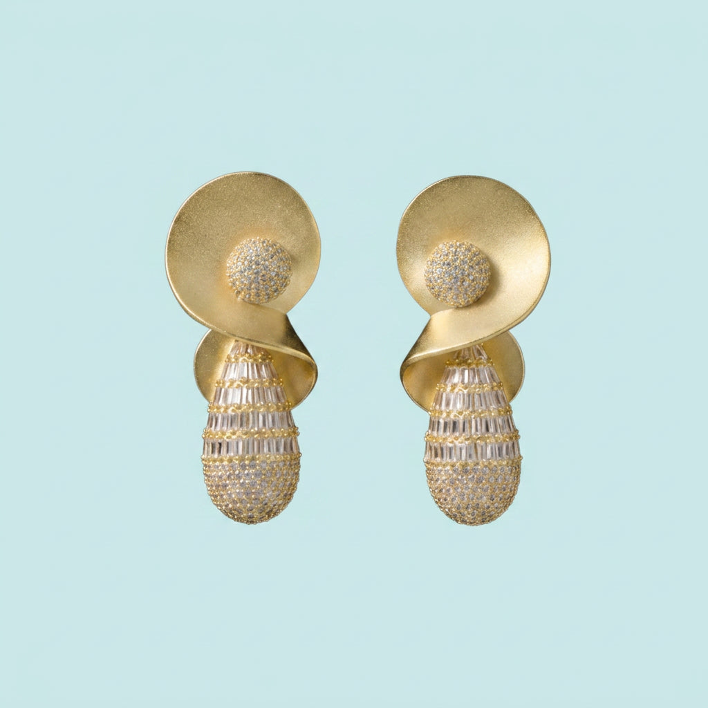 Sandblast dangle drop earrings front