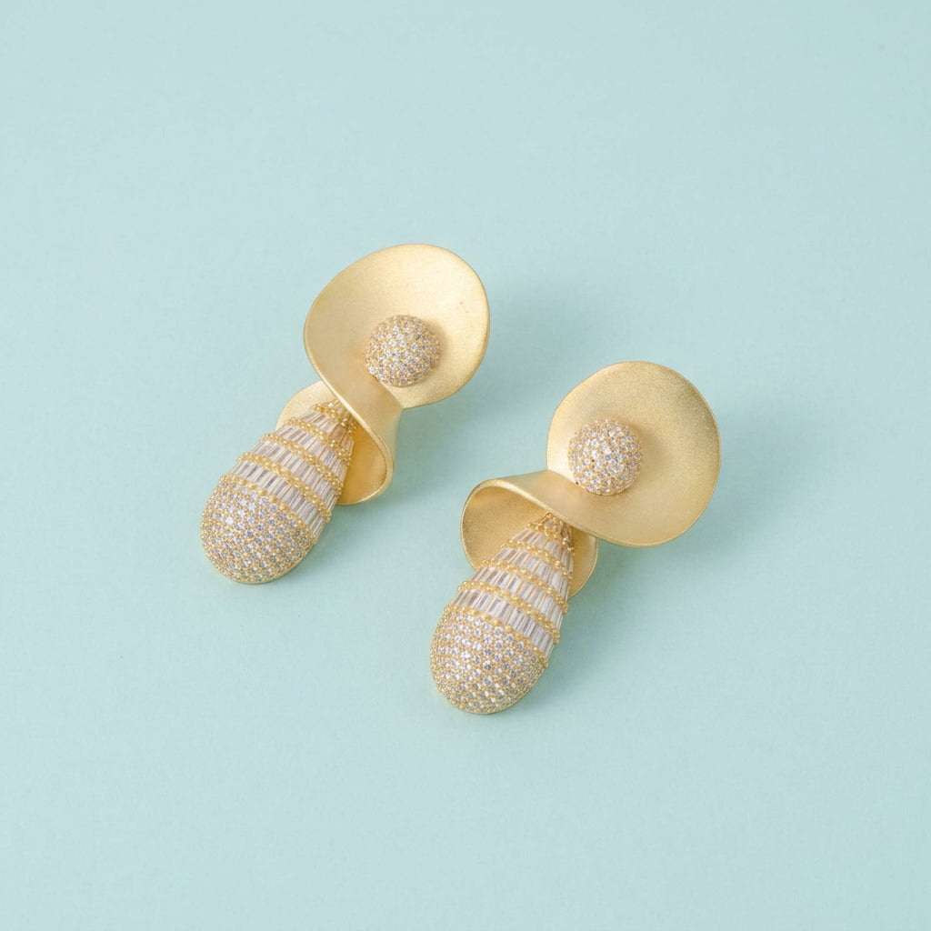 Sandblast dangle drop earrings angled