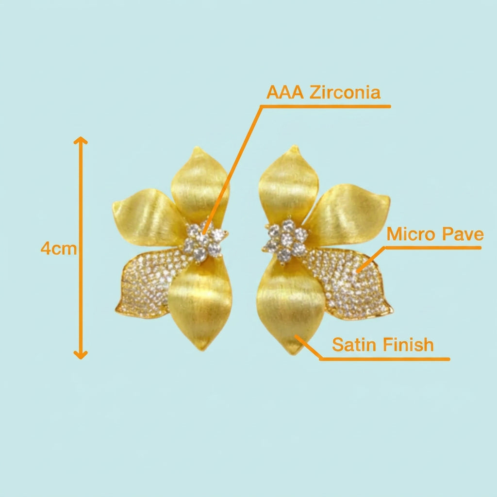 Satin flower earrings detail