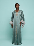 Sumayya Sage Ruffle Abaya on model