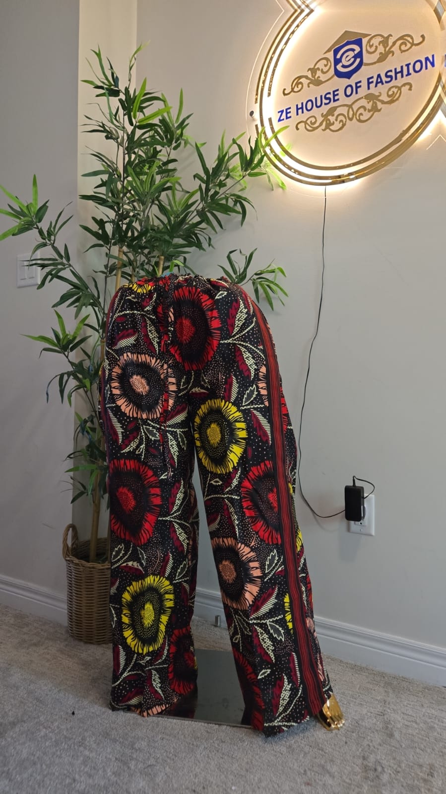 Sunflower Bloom Baggy Ankara Pant detail