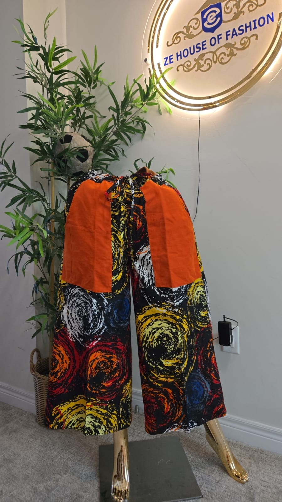 Sunset Swirl Baggy Ankara Pant detail