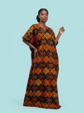 Tangerine Mosaic Ankara Bubu Gown — full length styling on model