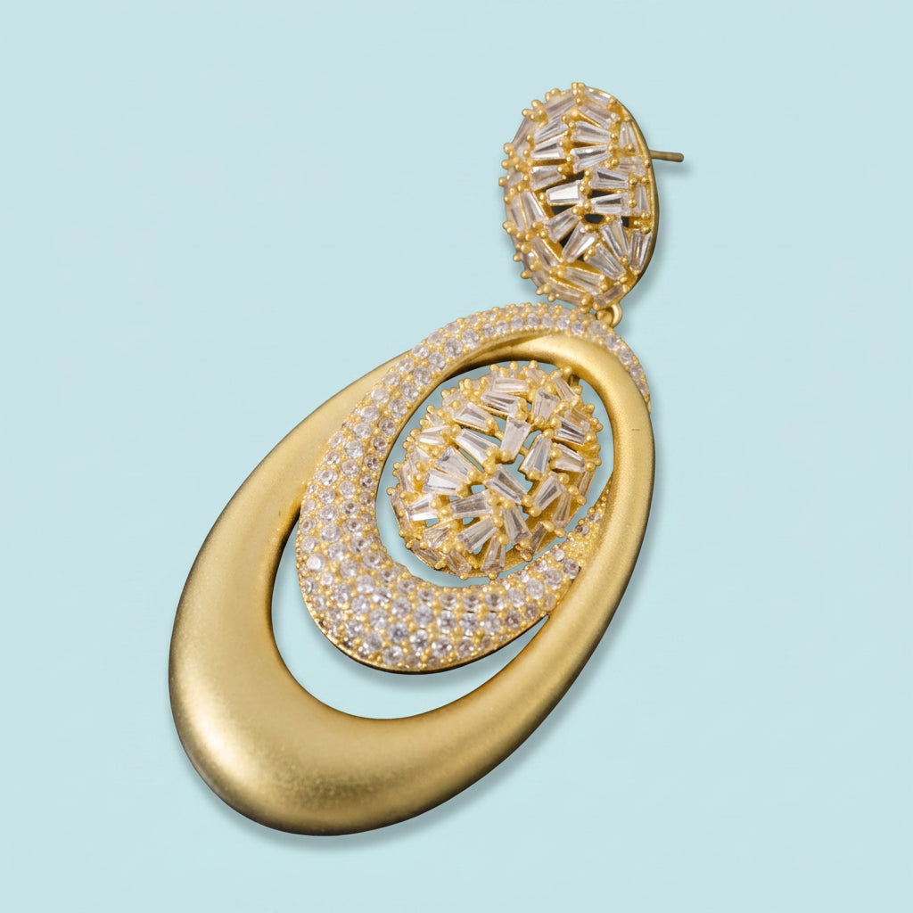 Sandblast dangle earring close-up