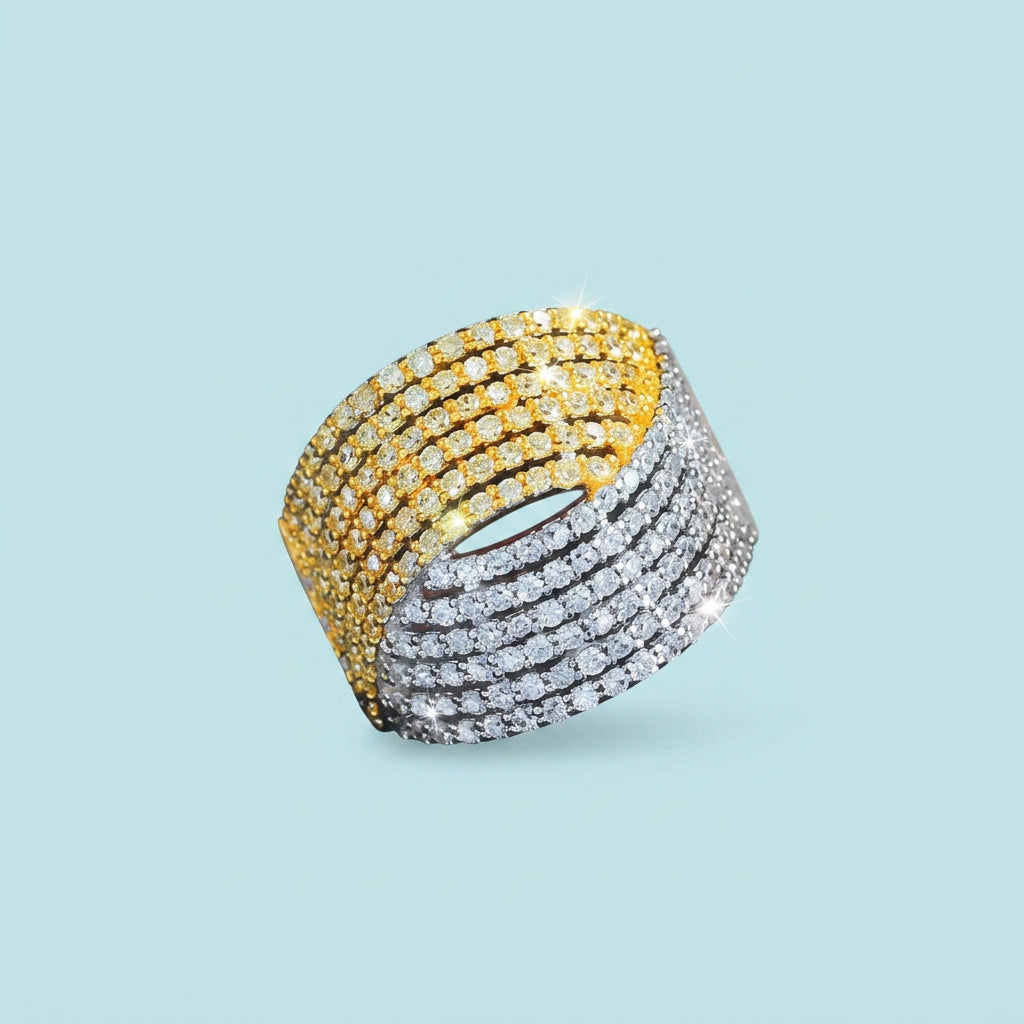 Two Tone Twist Line Statement Ring detail