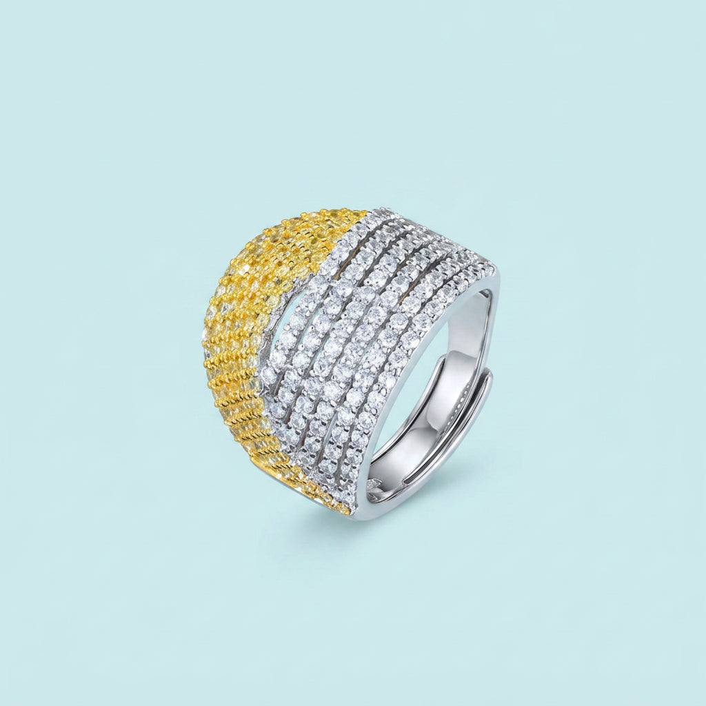 Two Tone Twist Line Statement Ring
