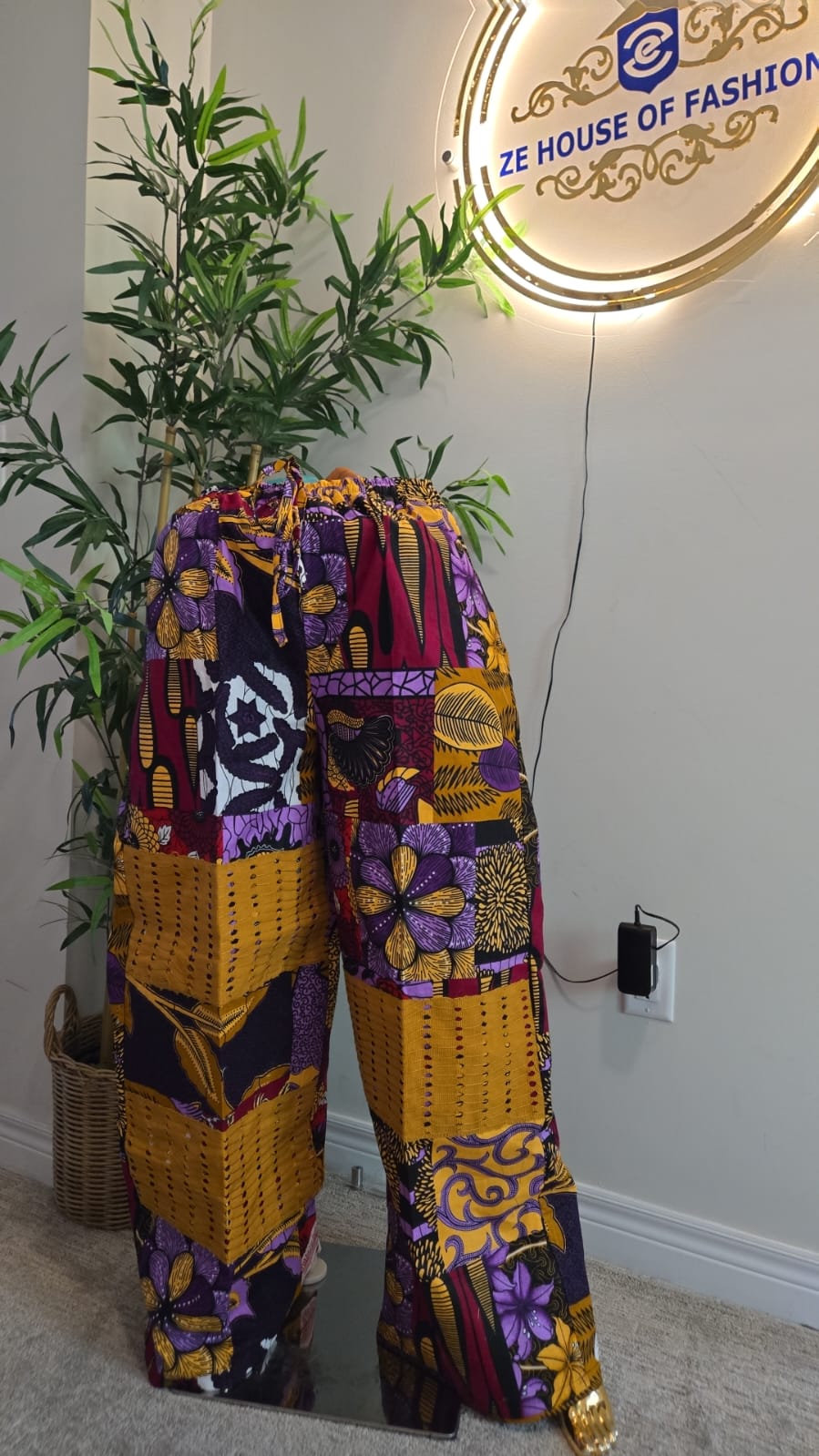 Violet Bloom Baggy Ankara Pant detail