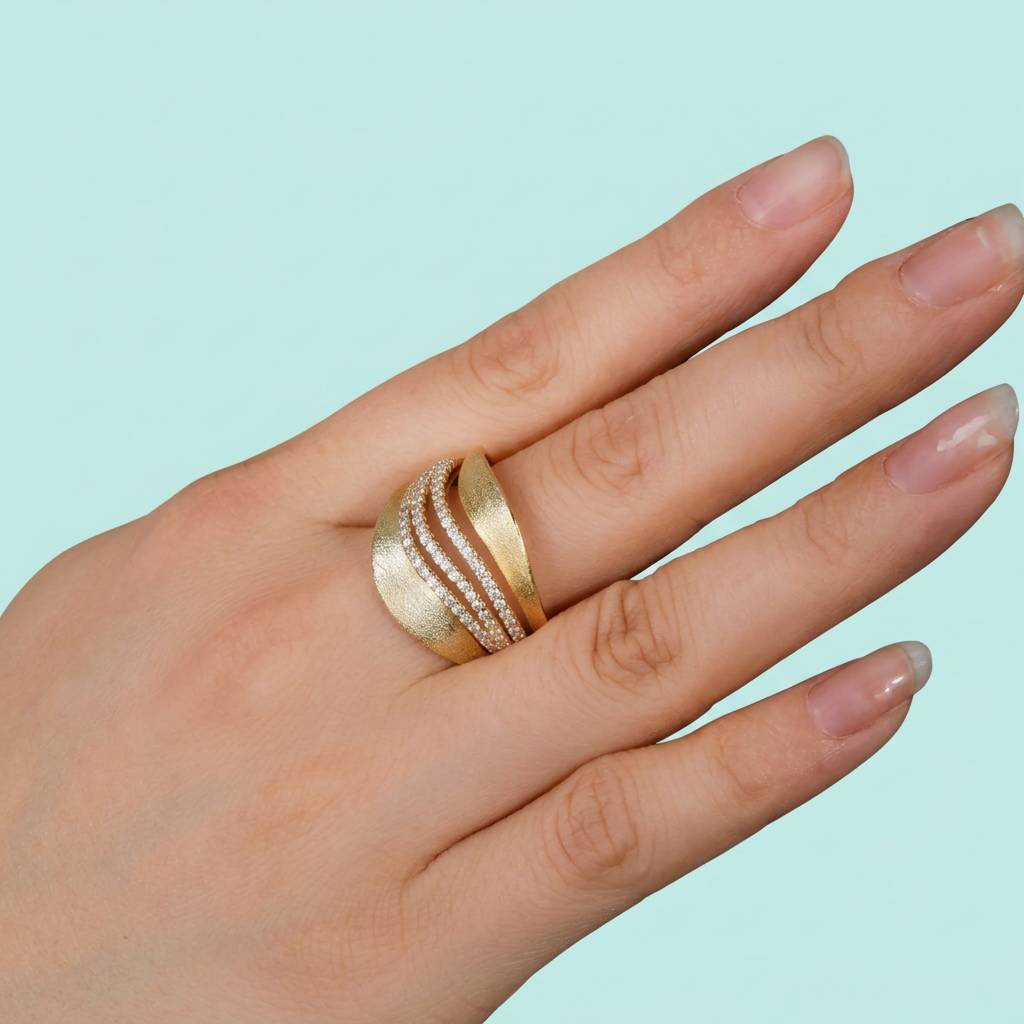 Cubic zirconia ring worn on hand