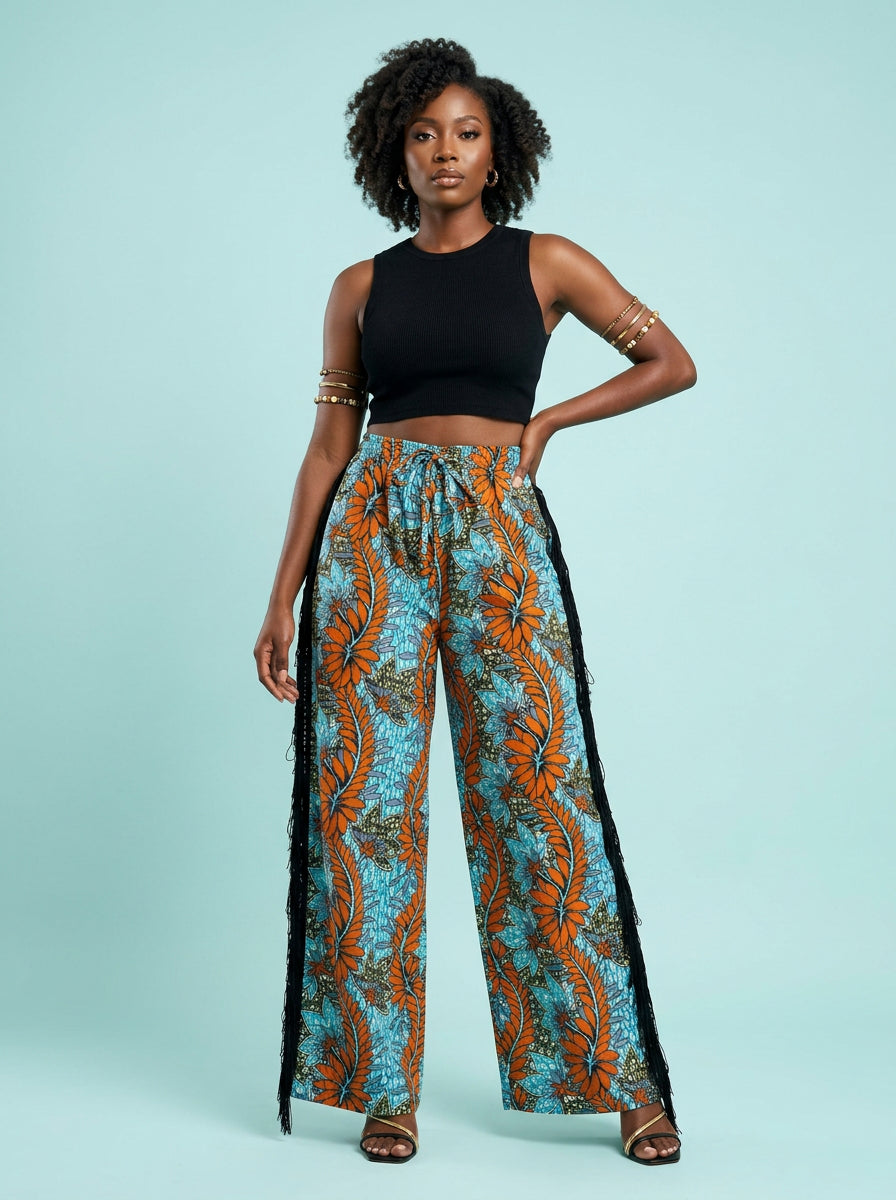 Zuri Azure Petal Pant on model